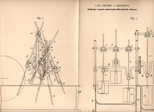 Original Patentschrift - Carl Hemmer in Neidenfels , 1893 , Stofftreiber für Papierfabrik , Papier , Bad Dürkheim !!!