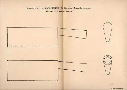 Original Patentschrift - J. Gall dans Bischoffsheim à Molsheim , 1885 , Buse d'arrosage , agriculture , Bischofsheim !!