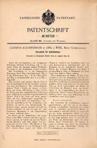 Original Patentschrift - C. Kuchenbrod in Ohl b. Wiehl / Gummersbach , 1895 , Verschluß für Achsbüchsen , Wagenbau !!!