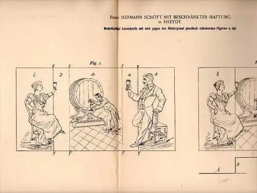 Original Patentschrift - mehrteilige Luxuskarte , plastisch , 1895, Hermann Schött in Rheydt , Postkarte , Ansichtskarte