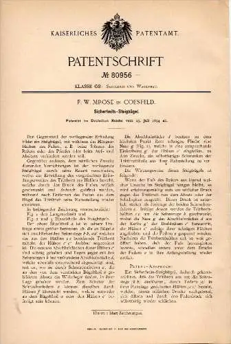 Original Patentschrift - F.W. Mrose in Coesfeld , 1894 , Sicherheits - Steigbügel , Pferd , Pferde !!!