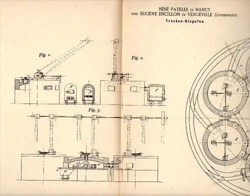 Original Patentschrift -E. Engillon dans Vergeville / Lignéville ,1891, Étuve , four , Vittel ,R. Payelle dans Nancy !!!