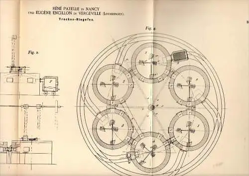 Original Patentschrift -E. Engillon dans Vergeville / Lignéville ,1891, Étuve , four , Vittel ,R. Payelle dans Nancy !!!