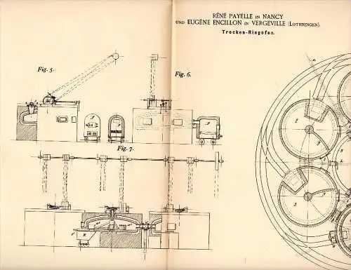 Original Patentschrift -E. Engillon dans Vergeville / Lignéville ,1891, Étuve , four , Vittel ,R. Payelle dans Nancy !!!