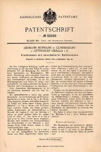 Original Patentschrift -H. Hofmann in Cunnersdorf b. Ottendorf - Okrilla i.S , 1894 , Kieshammer , Kies , Thon !!!