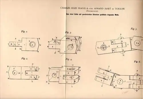 Original Patentschrift - Ch. Fravega und A. Janet in Toulon ,1894, arbre flexible à partir des articulations de la chaîn