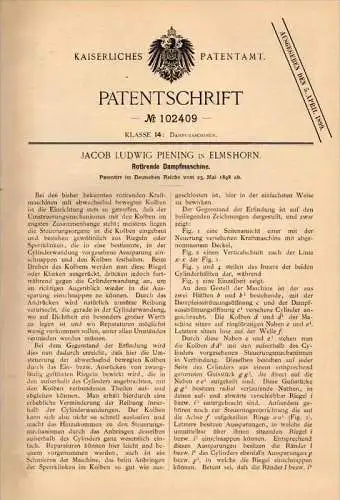 Original Patentschrift - Ludwig Piening in Elmshorn , 1898 , rotierende Dampfmaschine !!!