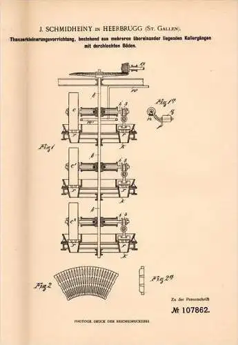 Original Patentschrift - J. Schmidheiny in Heerbrugg , St. Gallen , 1899 , Thon - Zerkleinerungsmaschine !!!  !!!