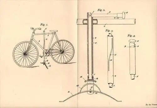 Original Patentschrift - A. Monotti in Livorno , 1906 , Supporto per la bicicletta , bicycle !!!