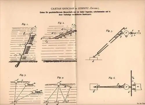 Original Patentschrift - C. Krischan in Leibnitz , 1901 , Pfahlbau für Flüsse , Geschiebe , Wasserlauf !!!