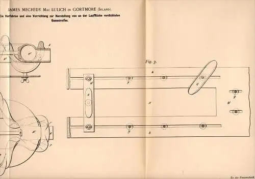 Original Patentschrift - J. Lulich in Gortmore , 1898 , production of compacted tire , Ireland , Swanlinbar !!