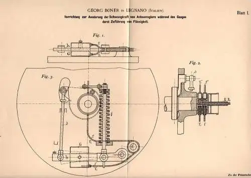 Original Patentschrift - Georg Boner in Legnano , Italia , 1900 , controllore per macchine !!!