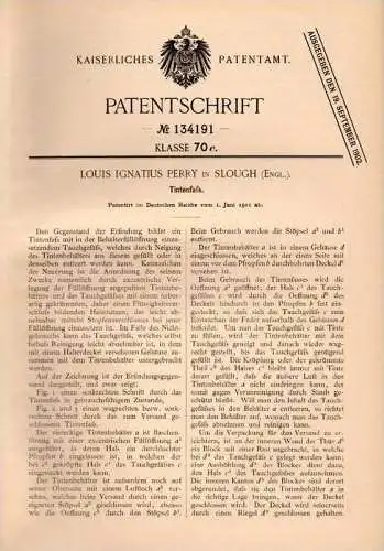 Original Patentschrift - L. Perry in Slough , England , 1901 , Inkpot , Tintenfass , ink  !!!