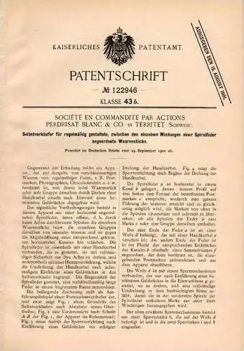 Original Patentschrift - Blanc & Co in Territet , Schweiz , 1900 , Verkaufsautomat , Selbstverkäufer !!!