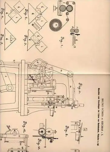 Original Patentschrift - B. Römer in Siegmar b. Chemnitz i. Sa. , 1901 , Maschine zum Einschlagen von Büchern , Plakaten