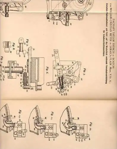 Original Patentschrift - W. Meyer in Jamaica Plain und Boston , 1900 , Schuhwerk - Nähmaschine , Schuhe , Schuhmacher !!