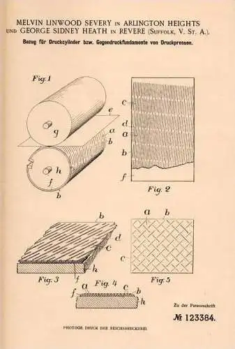 Original Patentschrift - M. Severy in Arlington Heights und Revere , USA , 1900 , Bezug für Druckpressen !!!