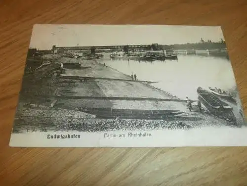 alte AK - Ludwigshafen a. Rhein , 1908 , Rheinhafen , Ansichtskarte !