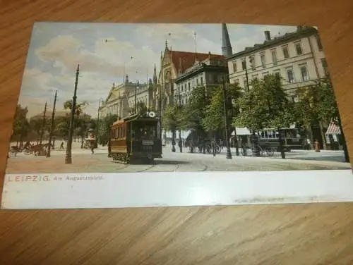 alte AK - Leipzig , ca. 1905 , Am Augustusplatz ,  Straßenbahn , Ansichtskarte !!