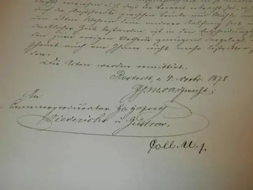 Hofrat Diederich in Plau , 1878 , Güstrow , Dokument 7 Seiten , Adel Mecklenburg !!!