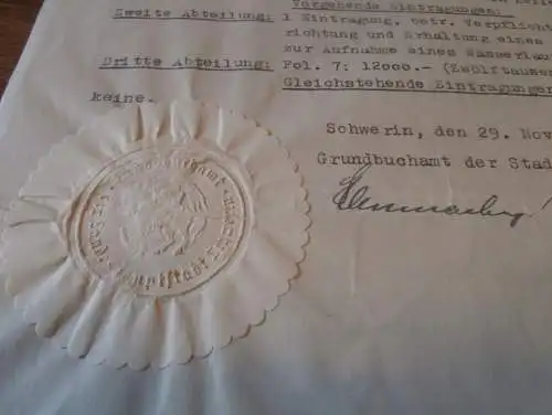 Hypothekenbrief Schwerin 1937 , Hans Hoppe , Major Marie von Boddien , Hypothek , Mecklenburg !!