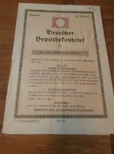 Hypothekenbrief Schwerin 1941 Elly Rothenhagen , Erich Miermann , Schutzpolizei , Hypothek , Mecklenburg !!