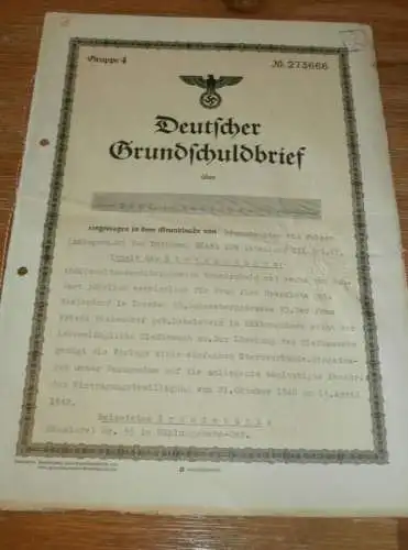 Grundschuldbrief , Brunshaupten mit Fulgen 1942 , Bad Doberan , Kühlungsborn , Rerik ,  Mecklenburg !!!