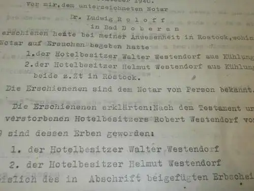 Grundschuldbrief , Brunshaupten mit Fulgen 1942 , Bad Doberan , Kühlungsborn , Rerik ,  Mecklenburg !!!