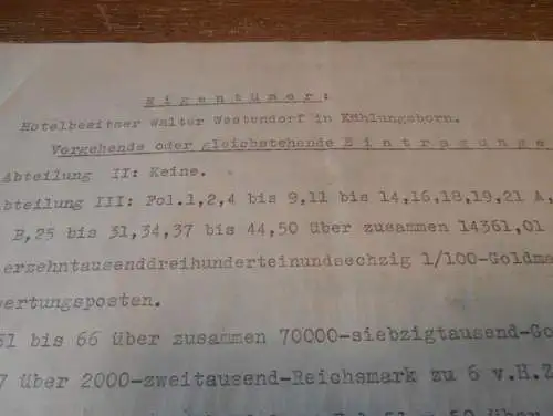 Grundschuldbrief , Brunshaupten mit Fulgen 1942 , Bad Doberan , Kühlungsborn , Rerik ,  Mecklenburg !!!