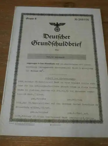 Grundschuldbrief , Klein Pravtshagen , 1944 , b. Kalkhorst , Klütz , Grevesmühlen , Hohen Schönberg , Mecklenburg !!!