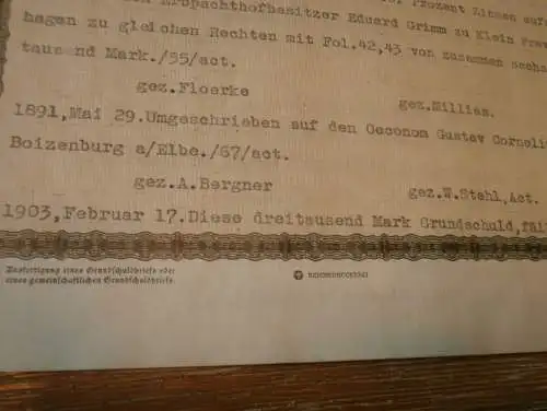 Grundschuldbrief , Klein Pravtshagen , 1944 , b. Kalkhorst , Klütz , Grevesmühlen , Hohen Schönberg , Mecklenburg !!!