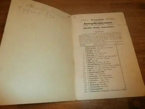 Ersatzteilliste Gebrüder Welger in Wolfenbüttel , ca. 1935 , Lythall Neubrandenburg , Betriebsanleitung , Handbuch  !!