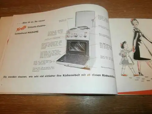 Trimatic Elektroherd - Krefft , ca. 1955 , Luxor-Madame , Gevelsberg i.W. , Betriebsanleitung , Handbuch  !!