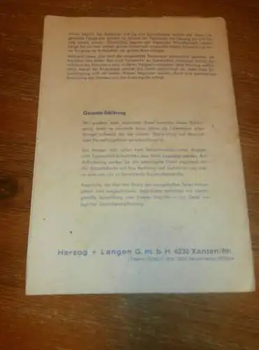 Praxamat 66 - Elektro Einkocher , Prospekt / Katalog , ca. 1955 , Herzog & Langen in Xanten  !!