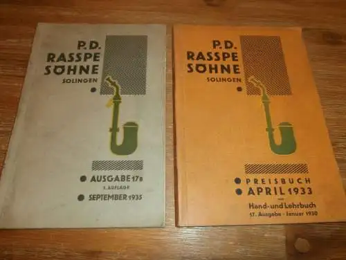 Rasspe Söhne in Solingen , 1933 und 1935 , 2x Katalog / Preisbuch, Maschinen , Geräte , und Werkzeuge , Agrar , Technik