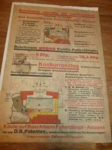 Buschmann Lommatzsch - Dampferzeuger 1930 , Dämpfer , Viehzucht , DRP , Prospekt , Katalog , Reklame , Heizungsbau !!!