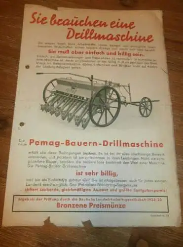 PEMAG - Pommersche Eisengießerei AG Stralsund 1933 , Prospekt , Katalog , Pommern , Agrar , Landwirtschaft Mecklenburg !