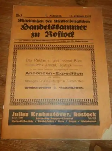 Handelskammer zu Rostock 1927 , mit Reklame / Werbung , Broschüre / Zeitschrift , Mylau , Agrar , Landwirtschaft !!!