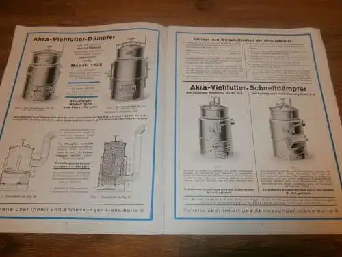 Katalog / Reklame - AKRA Viehfutter Dämpfer 1932 , Kyffhäuserhütte Artern i.Sa. ,  Agrar , Landwirtschaft !!!