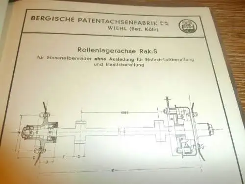 Wiehl 1934 -alter Katalog Bergische Patentachsenfabrik Wiehl b. Köln , Rollenlager , Achsen , Radlager , Ersatzteile BPW