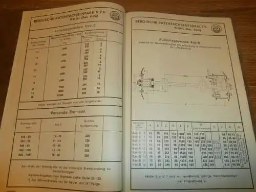 Wiehl 1934 -alter Katalog Bergische Patentachsenfabrik Wiehl b. Köln , Rollenlager , Achsen , Radlager , Ersatzteile BPW