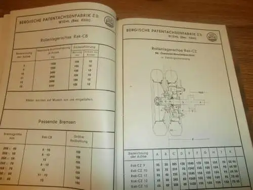 Wiehl 1934 -alter Katalog Bergische Patentachsenfabrik Wiehl b. Köln , Rollenlager , Achsen , Radlager , Ersatzteile BPW