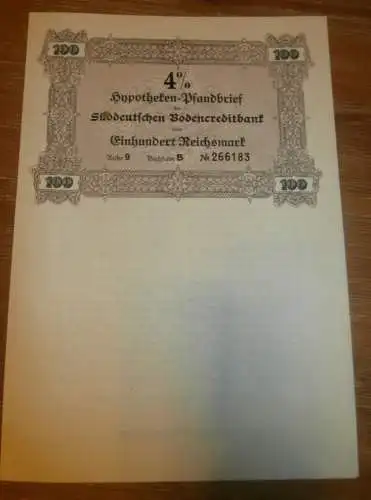 Hypotheken-Pfandbrief München 1941 , 100 Reichsmark , Süddeutsche Bodencreditbank !!!