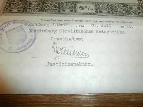 Goldpfandbrief 100 Goldmark Rostock / Schönberg 1927 , Ritterschaftlicher Kreditverein , Mecklenburg , Pfandbrief , Gold