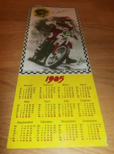 alter Moto Cross Kalender aus Blech , 1985 , Helmut Milenz - MC Tiefbau Eberswalde , Motocross , CZ ADMV DDR extrem rar