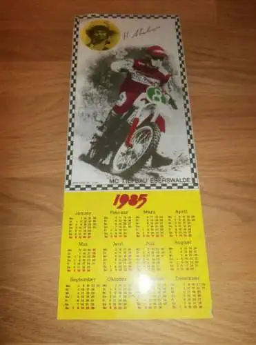 alter Moto Cross Kalender aus Blech , 1985 , Helmut Milenz - MC Tiefbau Eberswalde , Motocross , CZ ADMV DDR extrem rar