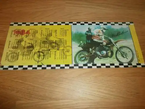 alter Moto Cross Kalender aus Blech , 1984 , Helmut Milenz - MC Tiefbau Eberswalde , Motocross , CZ ADMV DDR extrem rar