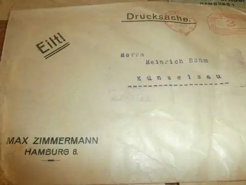 5 alte Umschläge Künzelsau , 1926 , Dampffischerei Gesellschaft Nordsee Fischerei , Doernberg , von Holstein , Hamburg