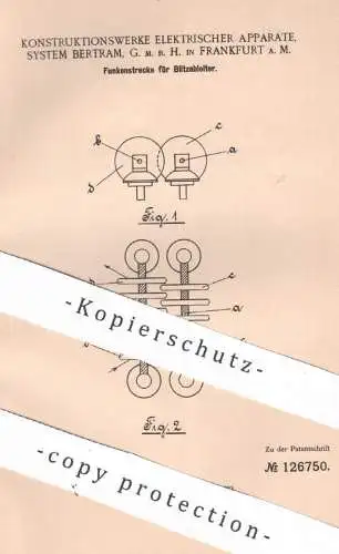 original Patent - Konstruktionswerke Elektrischer Apparate System Bertram GmbH , Frankfurt / Main | 1901 | Blitzableiter