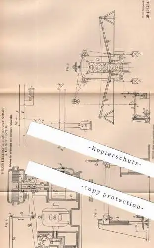 original Patent - Helios Elektricitäts AG , Köln / Ehrenfeld , 1900 , Getriebe für Fallgewichte | Motor , Motoren !!